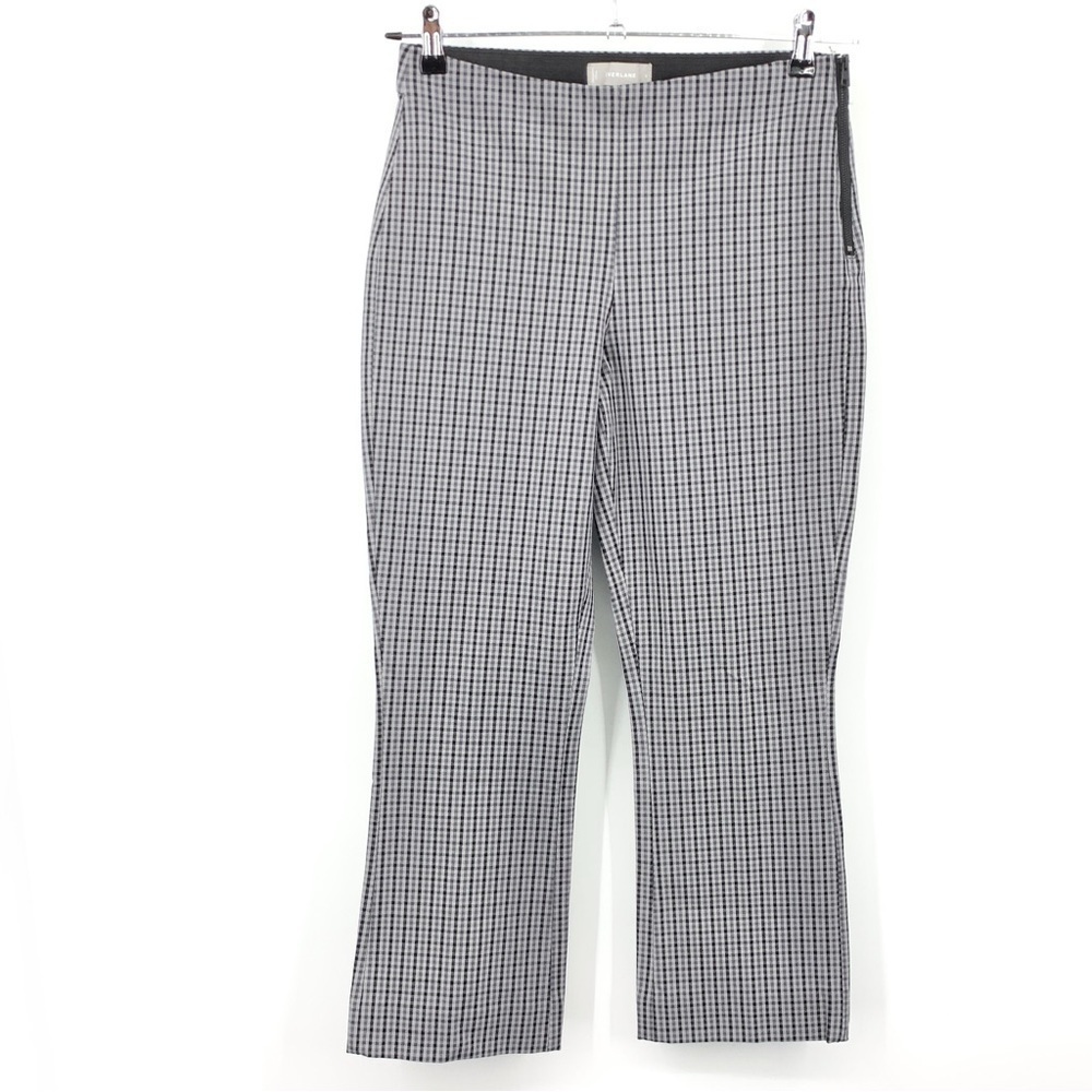 Everlane Women Size 8 Pants Gray Black‎ Checkered Plaid Cropped Flare Trousers